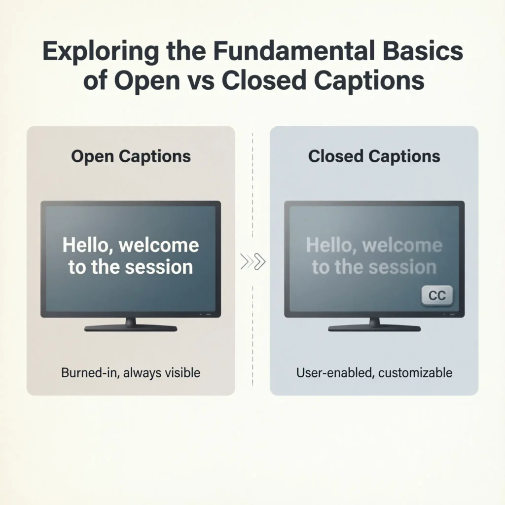 Open vs Closed Captions